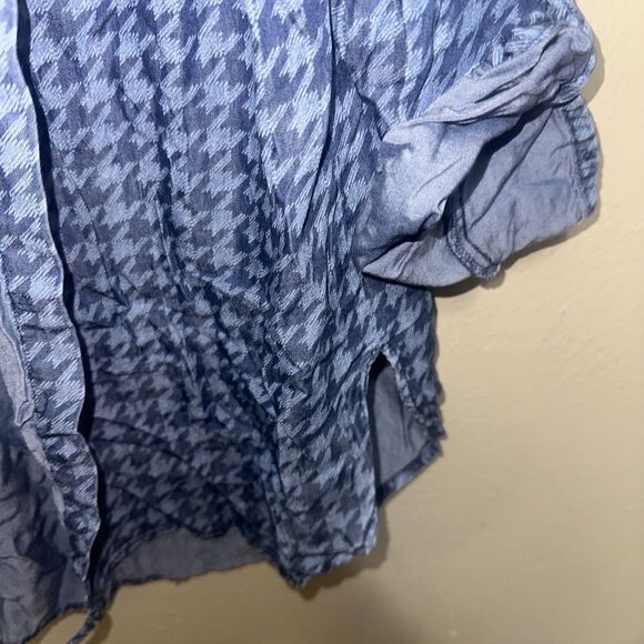 EST 1946 Women’s Button Down Blouse Large Blue Houndstooth Cotton Lightweight‎ - Picture 6 of 8